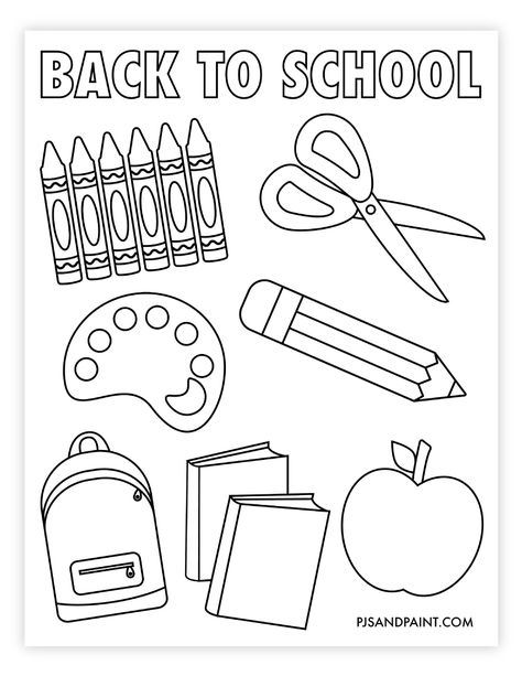 Back To School Art Activity Preschool, Preschool Back To School Coloring Pages, School Supply Coloring Page, My School Coloring Pages, Open House Coloring Page, Back To School Themed Activities, Prek Coloring Sheets Free Printables, School Theme Crafts Preschool, My School Worksheets For Kindergarten