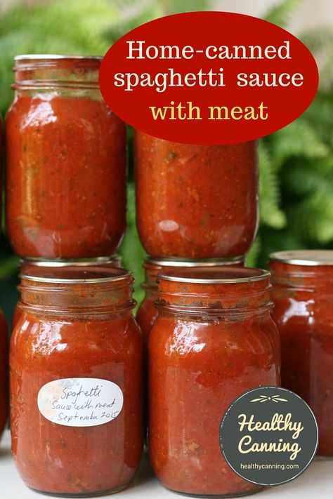 How To Can Spaghetti Sauce With Meat, Pressure Canning Spaghetti Sauce With Meat, Canned Spaghetti Sauce With Meat, Canning Meat Spaghetti Sauce, Canning Meat Sauce, Canning Dinner Recipes, Pressure Canning Spaghetti Sauce, Canning Spaghetti Sauce With Meat, Homemade Spaghetti Sauce With Meat