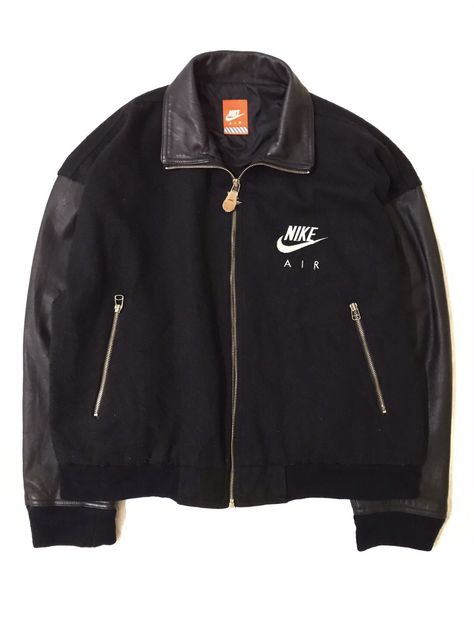 Nike 🔥🔥 NIKE AIR LOGO WOOL/LEATHER OVERSIZE VARSITY JACKET | Grailed Nike Varsity Jacket, Nike Air Logo, Air Logo, Nike Leather, Men's Outerwear, Mens Outerwear, Nike Men, Varsity Jacket, Nike Air