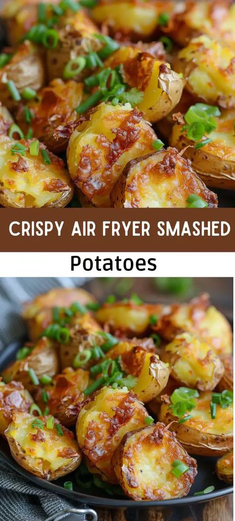 Crispy Air Fryer Smashed Potatoes Recipe Smashed Potatoes Air Fryer, Air Fryer Smashed Potatoes, Potatoes In Air Fryer, Potatoes Air Fryer, Smashed Potatoes Recipe, Healthy Side Dish, Smashed Potatoes, Healthy Side, Healthy Sides