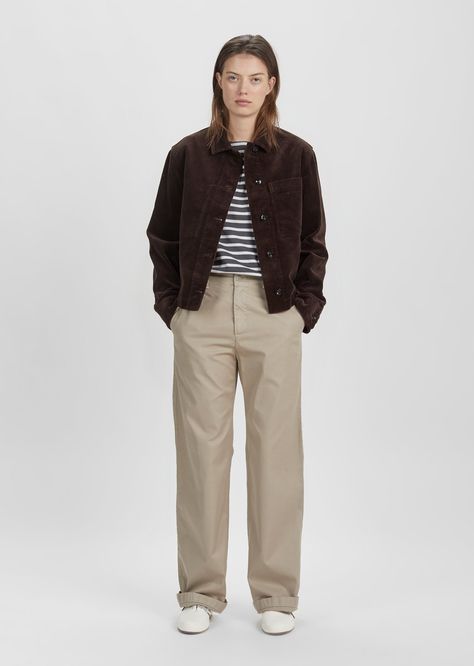 Dark Brown Corduroy Jacket Outfit, Cream Carpenter Pants Outfit, Brown Corduroy Shirt Outfit, Small Jacket Outfit, Boxy Jacket Outfit, Brown Courdory Jacket Outfit, Dark Brown Jacket Outfit, Dark Brown Pants Outfit, Brown T Shirt Outfit