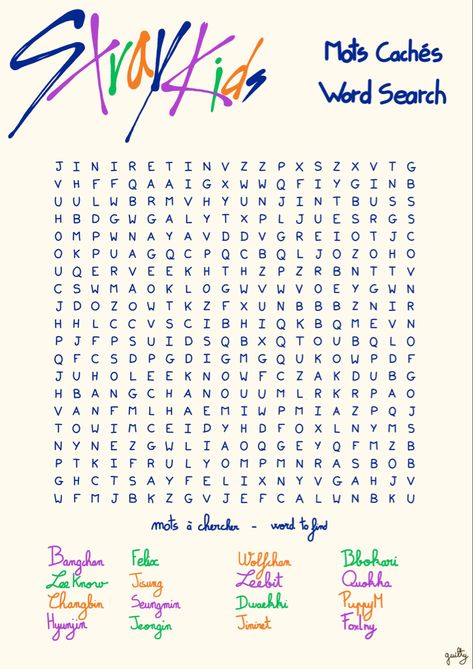 Word search Straykids #straykids #stay #wordsearch #straykidsgames #bangchan #leeknow #changbin #hyunjin #felix #hanjisung #seungmin #jeongin Kpop Word Search, Kpop Things To Do When Bored, Stray Kids Coloring Page, Kpop Stray Kids, Learn Korean Alphabet, Bingo Template, Kids News, Kids Zoo, 17 Kpop