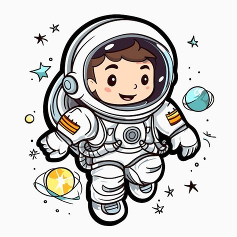 Vector astronaut and space illustration | Premium Vector #Freepik #vector #moon #background #space #earth Astronaut Vector Illustration, Astrounut Art, Chibi Astronaut, 1st Trip Around The Sun, Pop Book, Moon Background, Moon Cartoon, Background Space, Space Illustration