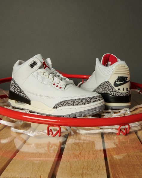 Jordan 3 White Cement, Hype Sneakers, Jordan Iii, New Sneaker Releases, Original Air Jordans, Nike Air Jordan Shoes, Adidas Retro, White Cement, Jordan 3 Retro