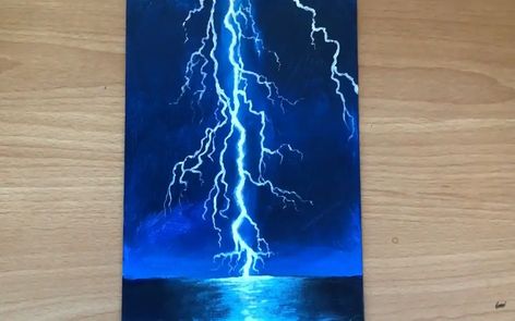 How To Paint Lightning: 10 Amazing and Easy Tutorials! Lightning Painting Tutorial, Easy Lightning Painting, Lightning Painting Ideas, Lightning Painting Acrylic, How To Paint Lightning, Painting Ideas Lightning, Paint Lightning, Lightning Painting, Weather Painting