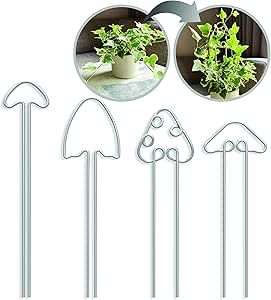 LOOPSEED Small Metal Trellis for Indoor Plants Metal Plant Stake for Climbing House Plants Plant Support for Potted Plants Orchids, Monstera, Pothos, Ivy, Hoya Set of 4 Mushrooms (Simply Silver) Climbing House Plants, Metal Trellis, Plant Trellis, Stylish Artwork, Plant Jewelry, Trellis Plants, Wire Flowers, Trailing Plants, Indoor Jungle