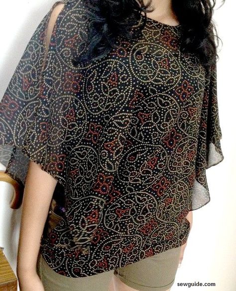 Bohemian Sewing Patterns Free, Boho Shirt Pattern, Batwing Blouse Pattern, Chiffon Tops Pattern, Plus Size Top Pattern, Boho Top Pattern, Blouse Pattern Free, Batwing Sleeve Pattern, Top Pattern Sewing