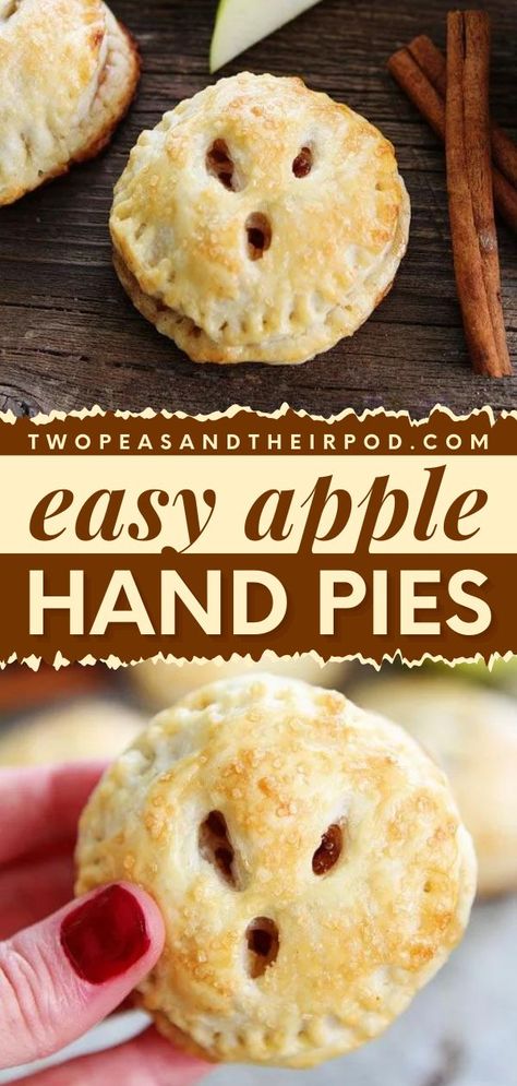 You have to try this easy breakfast idea or brunch recipe! Apple Hand Pies are mini apple pies filled with a sweet apple cinnamon mixture. This apple recipe is one of the best Fall baking recipes to try! Tiny Apple Pies, Individual Apple Pies Easy, Small Apple Pie Recipe, Mini Apple Pie Recipe Easy, Apple Hand Pies Easy, Hand Pies Apple, Mini Apple Hand Pies, Hand Pies Recipes, Small Apple Pies