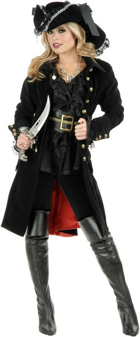 Pirate Vixen Costume Adult Pirate Costume, Pirate Costume Accessories, Captain Costume, Black Velvet Coat, Female Pirate Costume, Pirate Halloween, Fest Outfits, Costumes For Teens, Black Punks