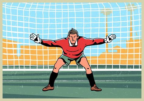 Goal Keeper Standing Vector Goal Keeper, Photoshop Tutorial Graphics, Ball Drawing, Vintage Football Shirts, Goalkeeper Gloves, Sports Art, Vintage Football, Body Reference, Action Poses