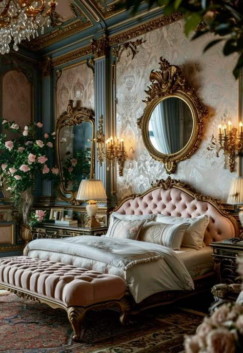 Bedroom Decor Ideas Pink, Victorian Style Bedroom, Pink Bedroom Accessories, Baroque Bedroom, Girly Pink Bedroom, Pink Bedroom Walls, Victorian Room, Pink Bedroom Design, Neutral Bedroom Decor