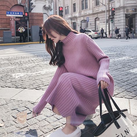 White turtleneck dress