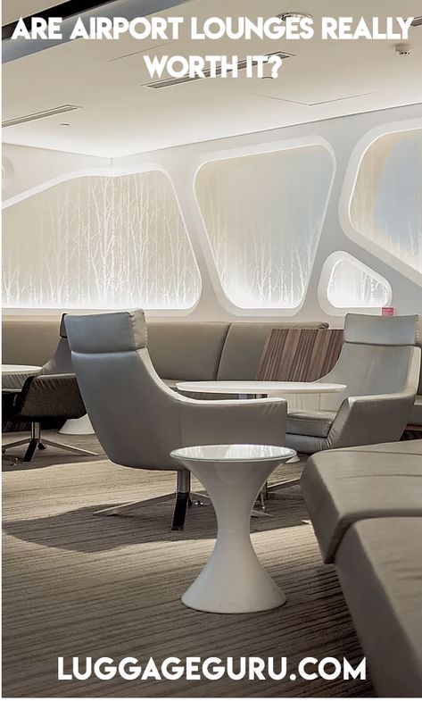 If you've ever had a particularly long layover or even a short, uncomfortable wait in an airport, you've definitely thought about taking advantage of an airport lounge. Luxury Airport Lounge, Airport Interior, Space Age Aesthetic, Luxury Airport, Types Of Interior Design Styles, Futuristic Interior Design, Air Lounge, Interior Design History, Futuristic Aesthetic