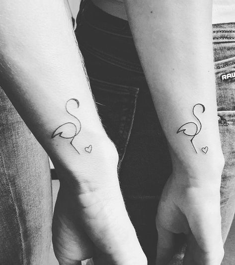 Micro Flamingo Tattoo, Flamingo Wrist Tattoo, Flamingo Finger Tattoo, Tiny Flamingo Tattoos For Women, Mother Daughter Flamingo Tattoos, Tiny Florida Tattoo, Flamingo Heart Tattoo, Matching Flamingo Tattoos, Flamingo Tattoo Outline