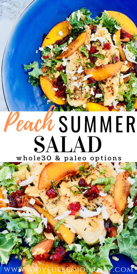 Peach Salad With Chicken, Peach Green Salad, Green Salad With Peaches, Summer Main Dish Salads, Turkey Salads, Peach Chicken Salad, Chicken Summer Salad, Peach Recipes Dinner, Peach Salad Recipes