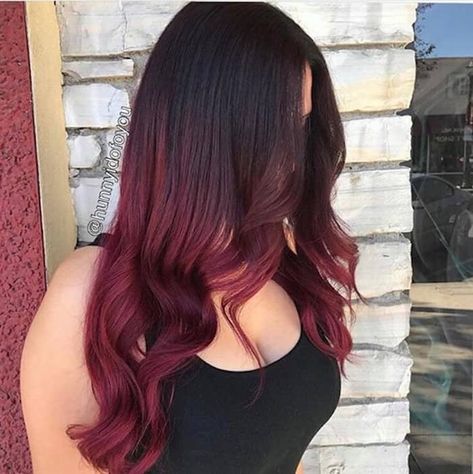 Burgandy Hair Color Ombre, Red Velvet Cake Hair Color, Dark To Red Ombre Hair, Burgandy Ombre Hair, Burgandy Ombre, Ombre Burgundy Hair, Fun Hair Color Ideas For Brunettes, Hair Color Ideas 2022, Burgundy Ombre Hair