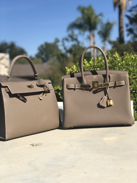 Togo Etoupe vs  Etoupe in Epsom  Birkin 30 - Kelly Sellier 28 Birkin Sellier 30, Hermes Birkin Fake Vs Real, Birkin 25 Sellier, Hermes Birkin Etoupe, Birkin 25 Etoupe, Rarest Birkin Bag, Hermes Special Order Birkin, Spring Purses, Kelly Sellier