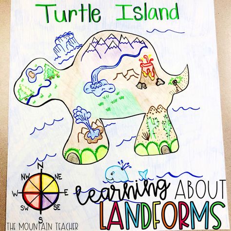 3rd Grade Landforms, 2nd Grade Geography, Teaching Landforms, 2nd Grade History, Landforms Activities, Landform Projects, Oceans And Continents, Social Studies Bulletin Boards, Grade 2 Social Studies