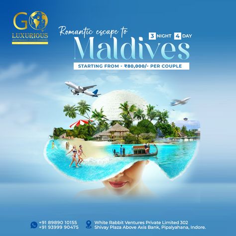 Maldives Creative Ads | Socialmedia Tour & Travel Post | Shiv Graphic Designer
#tour&travelpost #tour&travelads #tourcreativeads #socialedmaitourpost #socialmediatour&travelads #socialmediacreativetourads #socailmediatour#travelpost #socialmediatravelpost ##socialmediatravellads #shivcreative #shivgraphicdesigner Maldives Travel Poster, Travels Creative Ads, Maldives Poster, Fb Template, Travel Banner, Study Abroad Travel, Singapore Tour, Milk Dessert, Travel Creative