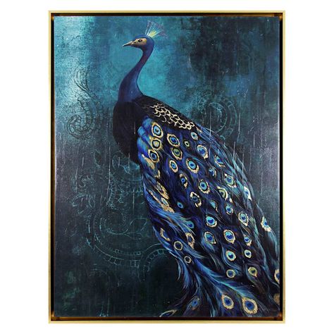 Royal Peacock Framed Canvas Wall Art Peacock Artwork, Royal Peacock, Peacock Canvas, Design Art Nouveau, Peacock Wall Art, Peacock Decor, Canvas Painting Ideas, Peacock Art, Maximalism