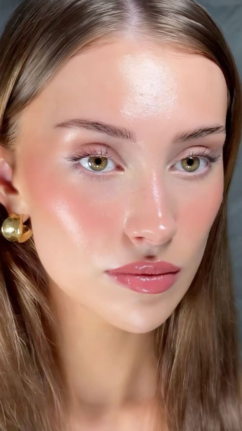 Clean Girl Glam Makeup, Hailey Bieber Makeup Looks, Hailey Makeup, Soft Glow Makeup, Val Makeup, Glowy Dewy Makeup, Hailey Bieber Makeup, Clean Girl Makeup Look, Sheer Makeup