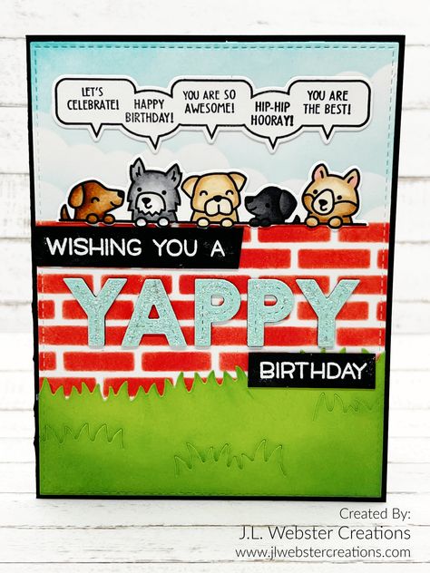 Simply Celebrate Critters, Lawn Fawn Masculine Birthday Cards, Lawn Fawn Simply Celebrate Critters, Hilarious Dad Jokes, Brick Wall Stencil, Funny Dad Jokes, Celebrate Birthday, Happy Happy Happy, Dad Jokes Funny