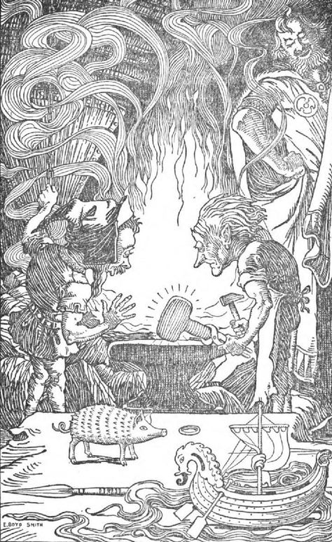 Elmer Boyd Smiths Illustrations for In the Days of Giants Norse Myth, Richard Wagner, Old Norse, Tattoo Project, Norse Vikings, Golden Hair, Dark Elf, Anglo Saxon, Norse Mythology