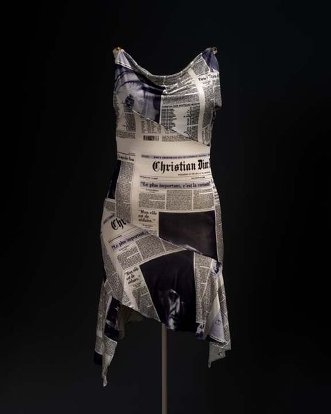 John Galliano for Dior rtw 2001 Dior Newspaper, John Galliano Newspaper, Galliano Newspaper, Carrie Bradshaw Dresses, Newspaper Dress, Galliano Dior, Christian Dior Dress, Books History, My Muse