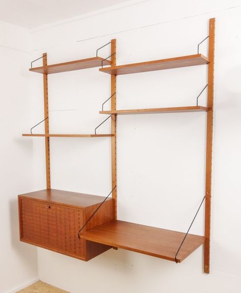 For sale: Teak Wall unit by Poul Cadovius for Royal System, 1960s Teak Wall Unit, Wall Storage Unit, Teak Wall, System Model, Wall Unit, Wardrobe Rack, Vintage Design, Phone Numbers, Teak