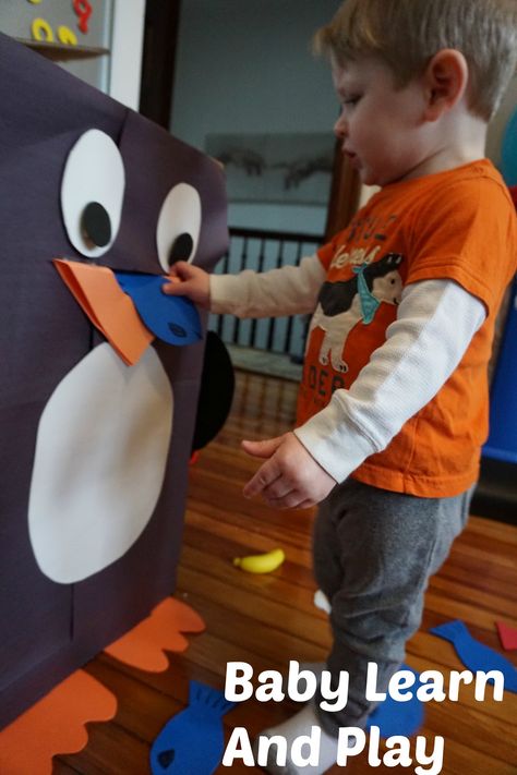 Penguin Art For Toddlers, Feed The Penguin, Developmental Activities, Activities For One Year Olds, Penguin Activities, Infant Classroom, Polar Animals, Penguin Art, Animal Activities