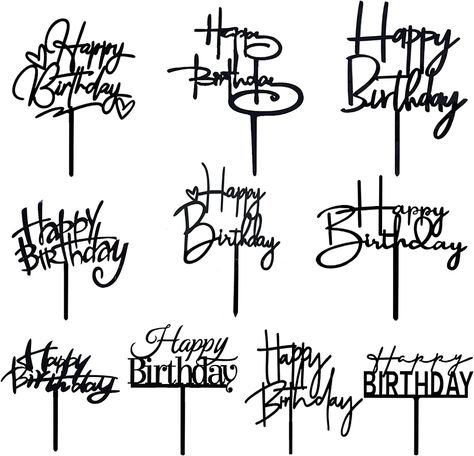 Black Happy Birthday Cake, Fruits Party, Black Happy Birthday, Birthday Party Decorations For Adults, Lettering Styles Alphabet, Tattoo Lettering Styles, Cute Cupcake, Writing Fonts, Cake Supplies