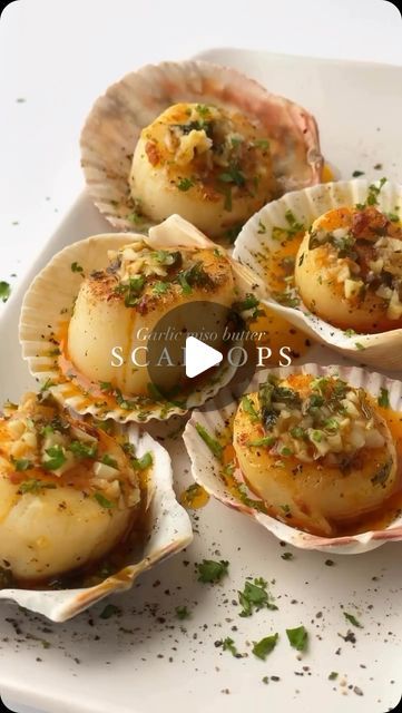 Seafood | Shrimp | Crab on Instagram: "Scallop Recipe😋😍

🎥by @charlescalvino

Follow @seafoodiys for more

Start by patting them down semi dry with a paper towel.
Heat 1 tos of unsalted butter 1 tsp olive oil over medium heat. Scallops should be semi charred each side, sear them until golden. Set aside.
Reduce heat to medium high and add 2 tbs miso 1 tbs water to the same pan. Make sure to scrape the pan with your wooden spoon, that’s where all the flavor is. Add your minced garlic and parsley. Mix until semi thicken. Set aside to cool down.
Place cooked scallops onto any plate or shells then spoon in your miso butter, garnish with extra black pepper and parsley.

🔥🔥🔥
#seafood #seafoodlover #food #foodie #foodiegram #instafood #delicious #scallops #recipe #charlescalvino" Scallop Recipe, Scallops Recipe, Seafood Shrimp, Miso Butter, Scallop Recipes, Wooden Spoon, Minced Garlic, Unsalted Butter, Black Pepper