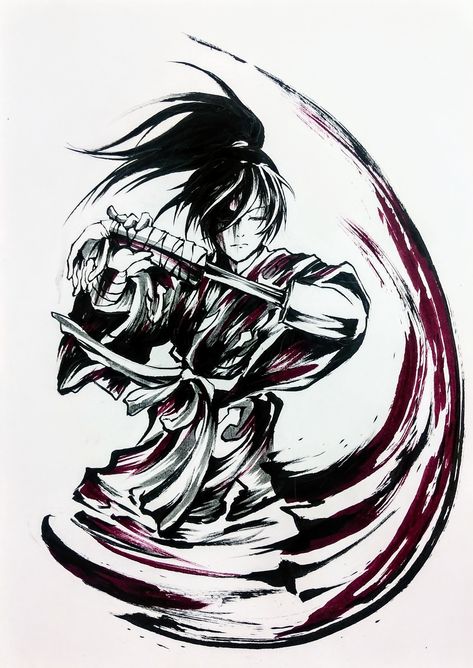 Dororo Tattoo Ideas, Dragon Tattoo Stencil, Black Sleeve Tattoo, Dragon Tattoo Art, Skin Drawing, Fantasy Heroes, Face Tattoos, Anime Tattoos, Sumi E