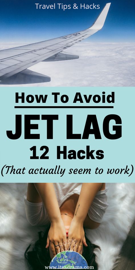 Travel hacks and tips for avoiding Jet Lag. 12 Jet Lag tips & remedies (that work!) Get to sleep on long international flights and never suffer from jet lag again!  #travel #traveltips #travelhacks #jetlagtips #longhaulflights Avoid Jet Lag Travel Tips, How To Avoid Jet Lag, International Travel Tips Long Flights, Flying International Tips, How To Avoid Jet Lag Long Flights, Traveling Overseas Tips, Tips For International Flights, How To Beat Jet Lag, Travel Hacks For Long Flights