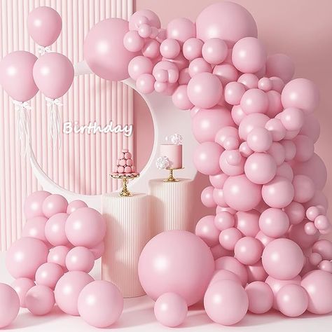 Pastel Pink Balloons Pack Includes：The Pastel Pink balloon garland arch kit 92pcs different sizes of matte Pastel Pink balloons, you will receive 30pcs 5 inch Pastel Pink balloons, 30pcs 10 inch Pastel Pink balloons, 30pcs 12 inch Pastel Pink balloons, 2pcs 18 inch Pastel Pink balloons, ribbon * 2, glue * 5 (100 point). High-quality Party Balloons：The Pastel Pink Balloons made of high-quality natural latex, safe and non-toxic, durable and thick enough to keep a good shape for a long time after i Pastel Pink Balloons, Pink Balloon Garland, Holiday Balloons, Paris Birthday Parties, Orange Balloons, Pastel Balloons, Yellow Balloons, Rose Gold Balloons, Garland Arch