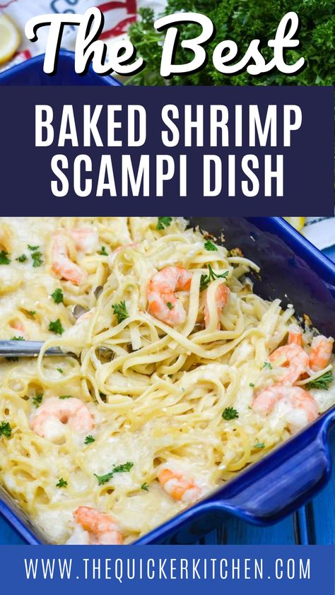 Baked Shrimp Recipes Casseroles, Baked Shrimp Pasta Recipes Oven, Garlic Shrimp Pasta Bake, Oven Cooked Shrimp Recipes, Shrimp Scampi For A Crowd, Shrimp Alfredo Casserole, Shrimp Pasta Casserole Recipes, Seafood Bake Casserole, Frozen Shrimp Oven Recipes