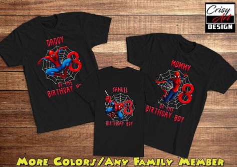 Spider Man Family Birthday Shirts, Spiderman Birthday Shirts For Family, Marvel Family Shirts, Spider Man Birthday Shirt, Birthday Marvel, Spiderman Birthday Shirt, Spiderman Custom, Spidey Party, Marvel Family