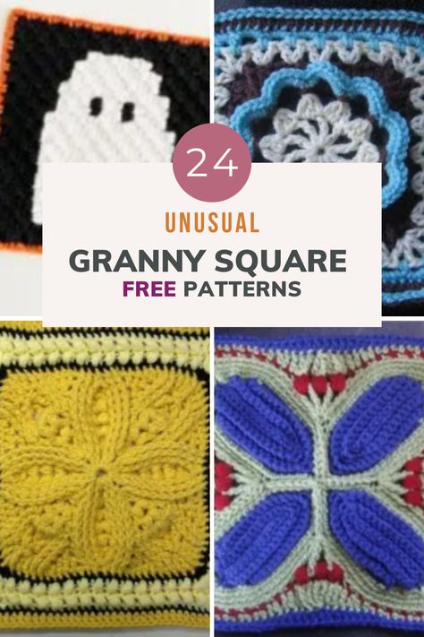 Crochet lovers rejoice! Discover 24 free, unusual granny square patterns that will spice up your daily crochet. Visit now and start creating unique designs today! Unique Granny Squares Crochet Pattern, Eye Crochet Blanket, Funky Granny Square Crochet, Crochet Granny Square Unique, Unusual Granny Squares, Granny Square Unique, Interesting Granny Squares, Granny Square Patterns Unique, Unique Granny Squares Crochet Free