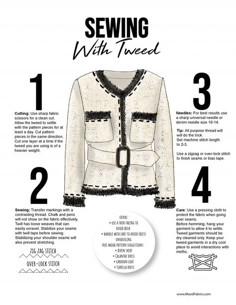 Sewing with Tweed - Free Download - Mood Sewciety Chanel Jacket Pattern, Mood Sewciety, Chanel Style Jacket, Couture Sewing Techniques, Chanel Jacket, Couture Mode, Sewing Design, Diy Sewing Clothes, Couture Sewing