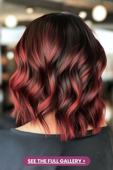 Explore 40 unique deep red hair color ideas, perfect for transforming your look with bold and fabulous shades. Red Hair Lowlights, Medium Length Red Hair With Layers, Winter Red Hair, Shades Of Red Hair Color, Red Highlights On Dark Hair, Red Hair With Lowlights, Deep Red Hair Color, Deep Red Hair, Red Hair Color Ideas