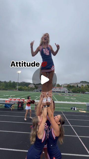 Koz Choreo LLC on Instagram: "Finally football season 🏈🧡💙🤍 #attitude

#BWHS #falcons #briarwoods #popoff #gameday #gamedaycheer #sidelinecheer #clinics #tumbling #stunting #bookingnow #worldchampion #louisville #choreography #stuntclinics #cheerleading  #VHSL #stunting #tumbling #cheer #highschoolcheer #stuntcamps #stuntclinics #cheercamp #cheerleader #louisville #kozchoreo" Cheer Chants Cheerleading Football, Cheerleading Level 1 Stunts, Tumbling Cheer, Champion Force Cheerleading, Jv Cheer Stunts, Sideline Cheer, Cheer Memes So True, High School Cheer, Cheer Camp