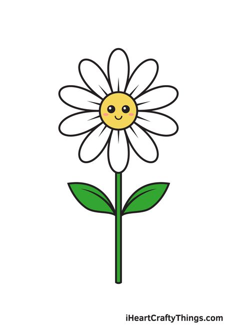 How to Draw a Daisy – Step by Step Guide Daisy Drawing Simple, Draw A Daisy, Daisy Cartoon, Daisy Flower Drawing, Daisy Drawing, Pencil Drawings Of Flowers, Grow Flowers, Step By Step Watercolor, Flower Art Drawing