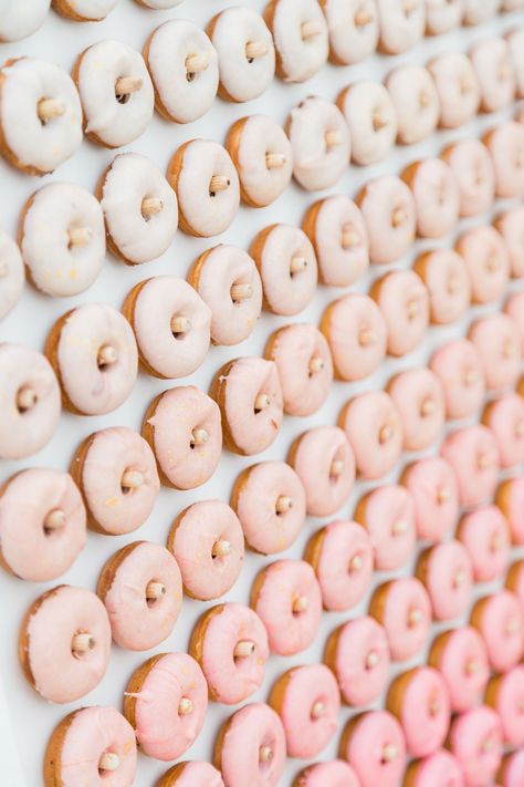 Orange And Fuschia, Donut Wall Wedding, Doughnut Wall, Pink Doughnuts, Color Inspiration Boards, Fuschia Color, Wedding Donuts, Wedding Color Combos, Donut Wall