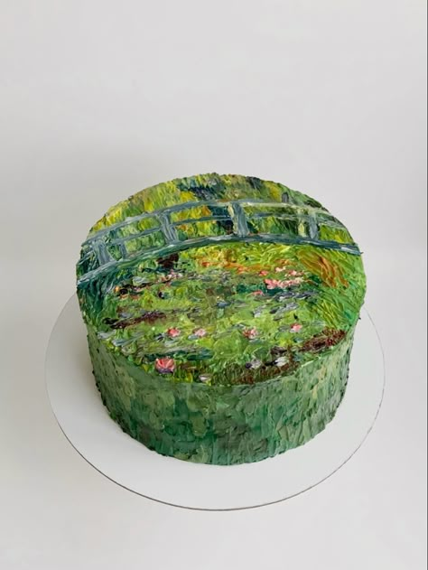 Claude Monet Cake, Impressionist Cake, Cake Extravagant, Artist Birthday Cake, Artsy Cake, Swamp Cake, Landscape Cake, Watercolour Aesthetic, Artistic Cake