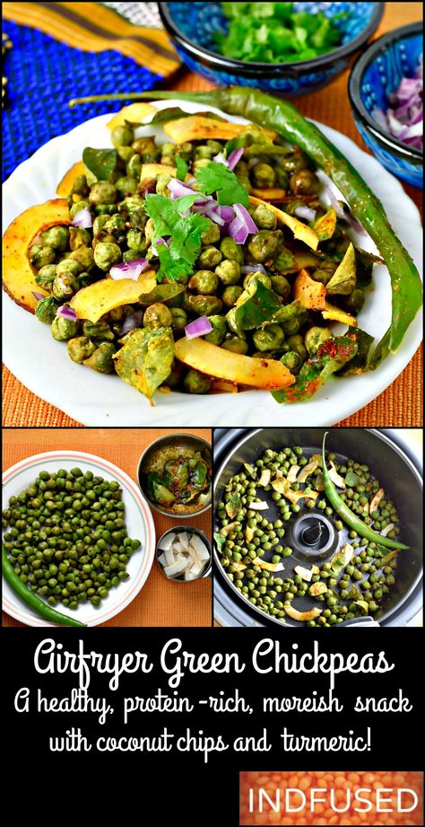 Green Chickpeas, the new superfood , crispy on the outside and soft inside ready in 10 minutes! Green Chickpeas Recipes, Chickpeas Recipes, Green Chickpeas, Healthy Plant Based Recipes, Coconut Chips, Low Cal Recipes, Chickpea Recipes, Indian Kitchen, Fusion Food