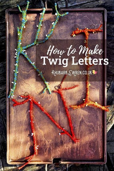 Twig Letters, Decorate Presents, Twigs Diy, Stick Letters, Nature Letters, Twig Crafts, Fairy Garden Birthday Party, Twig Art, Pagan Crafts