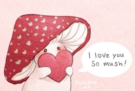 Fairy Drop Art, Jennie On Twitter Mushroom, Fairydrop Art, Mushroom Anatomy, Mushroom Things, Mushroom People, Cute Mushrooms, Valentines Day Drawing, Little Mushroom