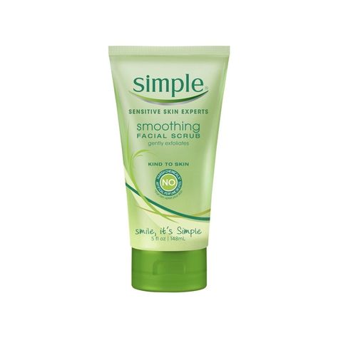 Simple Smoothing Facial Scrub  Oily-skinned folks, listen up. The creamy white exfoliator from Simple contains rice powder to absorb excess oil, and the gentle silica particles — a replacement for microbeads — work to manually slough off dead skin, leaving you positively glowing. Best Face Scrubs, Natural Face Scrub, Face Scrubs, Exfoliating Face Scrub, Glowing Skin Mask, Face Scrub Homemade, Rice Powder, Facial Scrub, Sensitive Skin Care