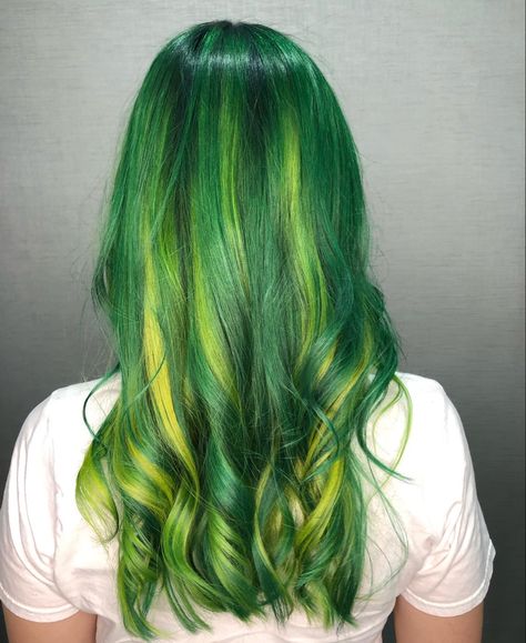 Green And Yellow Hair, Yellow Hair Color, Braid Videos, Football Camp, Turquoise Hair, Green Highlights, Hair Braid Videos, Hair Braid, Yellow Hair