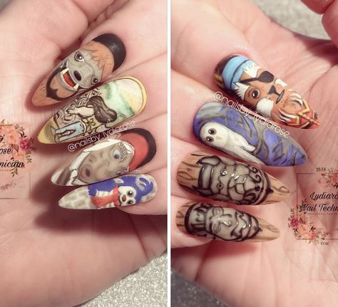 Hand painted nail art Labyrinth Nails, Random Nails, Hand Painted Nail Art, Labyrinth Movie, Painted Nail Art, The Labyrinth, Nail Beauty, Nail Inspiration, Labyrinth